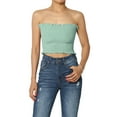 thumbnail image 1 of TheMogan Women's PLUS Strapless Frilled Trim Shirred Smock Crop Tube Top Stretch Bustier, 1 of 6