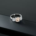 thumbnail image 3 of Gem Stone King 925 Sterling Silver Peach Morganite and Lab Grown Diamond Engagement Ring for Women | 2.88 Cttw | Cushion 8MM | Gemstone October Birthstone | Size 9, 3 of 5