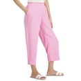 thumbnail image 3 of Charter Club Women's elastic Waits Linen Cropped Pull-On Pants Bubble Bath (Bubble Bath, S), 3 of 4