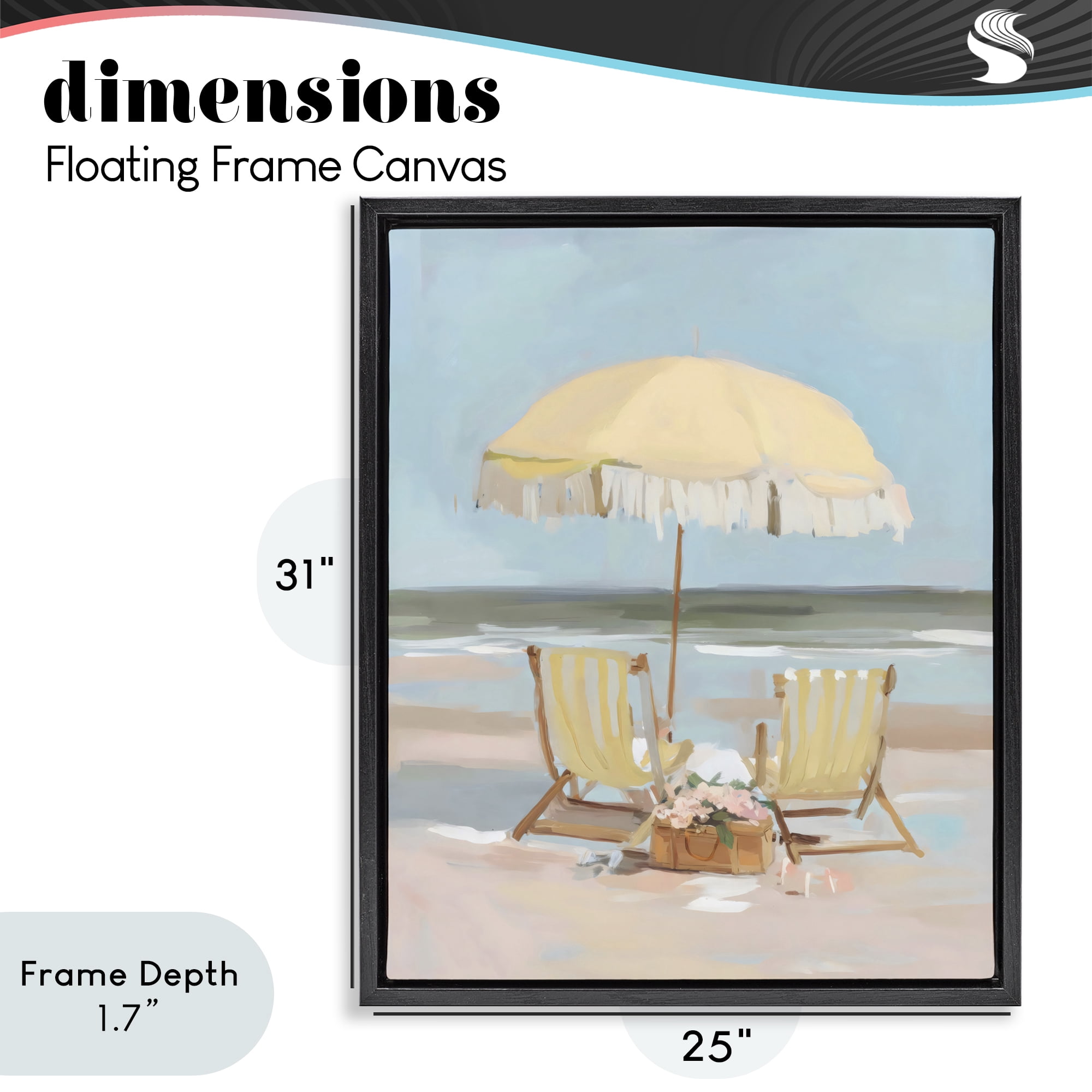 Stupell Industries Yellow Chairs Beach Relaxation Black Framed Floater Canvas Wall Art, design by Sisi and Seb