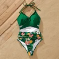 thumbnail image 3 of PatPat Family Matching Swimsuits Pineapple Pattern Halter One-Piece Swimsuit and Floral Drawstring Swim Trunks, Green, Mom L, 3 of 10