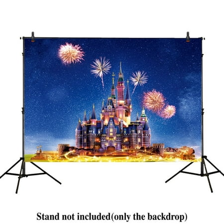 Image of HelloDecor 7x5ft photography backdrops Beautiful Magical galaxy Princess Prince Castle night Fireworks Birthday party banner photo studio booth background newborn baby shower photocall