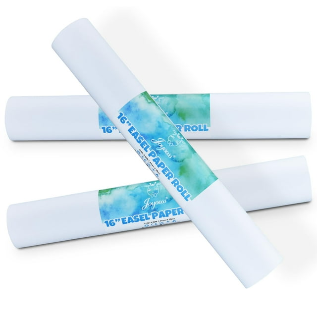 Rollo de Papel para Caballete Joyooss 41 cm x 25 m Paquete de 3 Blanco