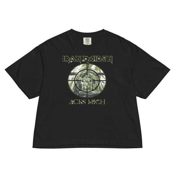 Iron Maiden Aces High Target Practice Mineral Wash Womens Crop Tee