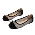 thumbnail image 6 of Miluxas Women’s Polka Dot Mesh Bow Ballet Flats, Square Toe Patchwork Slip On Flat Shoes, Breathable Lightweight Casual Walking Loafers Black 9(43), 6 of 9