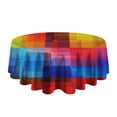 thumbnail image 5 of Colorful Rainbow Checkered Pattern Round Tablecloth 60"x60",Wrinkle Wipeable Table Cloth for Kitchen Dining Room Picnic Patio Party, 5 of 6