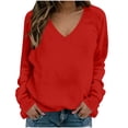 thumbnail image 3 of RongHuan Sweatshirt for Women Raglan Long Sleeve V Neck Pullover Sweat Shirts Ladies Fall Lightweight Casual Going Out Tops, 3 of 7