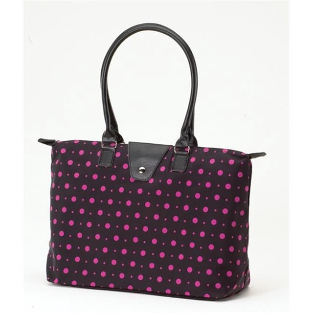 Sac Pliable à Long Manche - Noir avec Pois Fuchsia 2, Lot de 2
