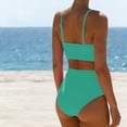 thumbnail image 5 of Xdegoge Swimsuits for Women Scoop Neck Crop Top High Waisted Bikini Sets Smooth Solid Color Flattering Full Coverage Summer Vacation Swimwear, 5 of 7