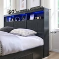 thumbnail image 4 of wow97e King Size Bed Frame with 50" Tall Storage Headboard, Wooden Platform Bed Frame with 4 Drawers, LED Lights, Charging Station, No Box Spring Needed, Black, 4 of 7