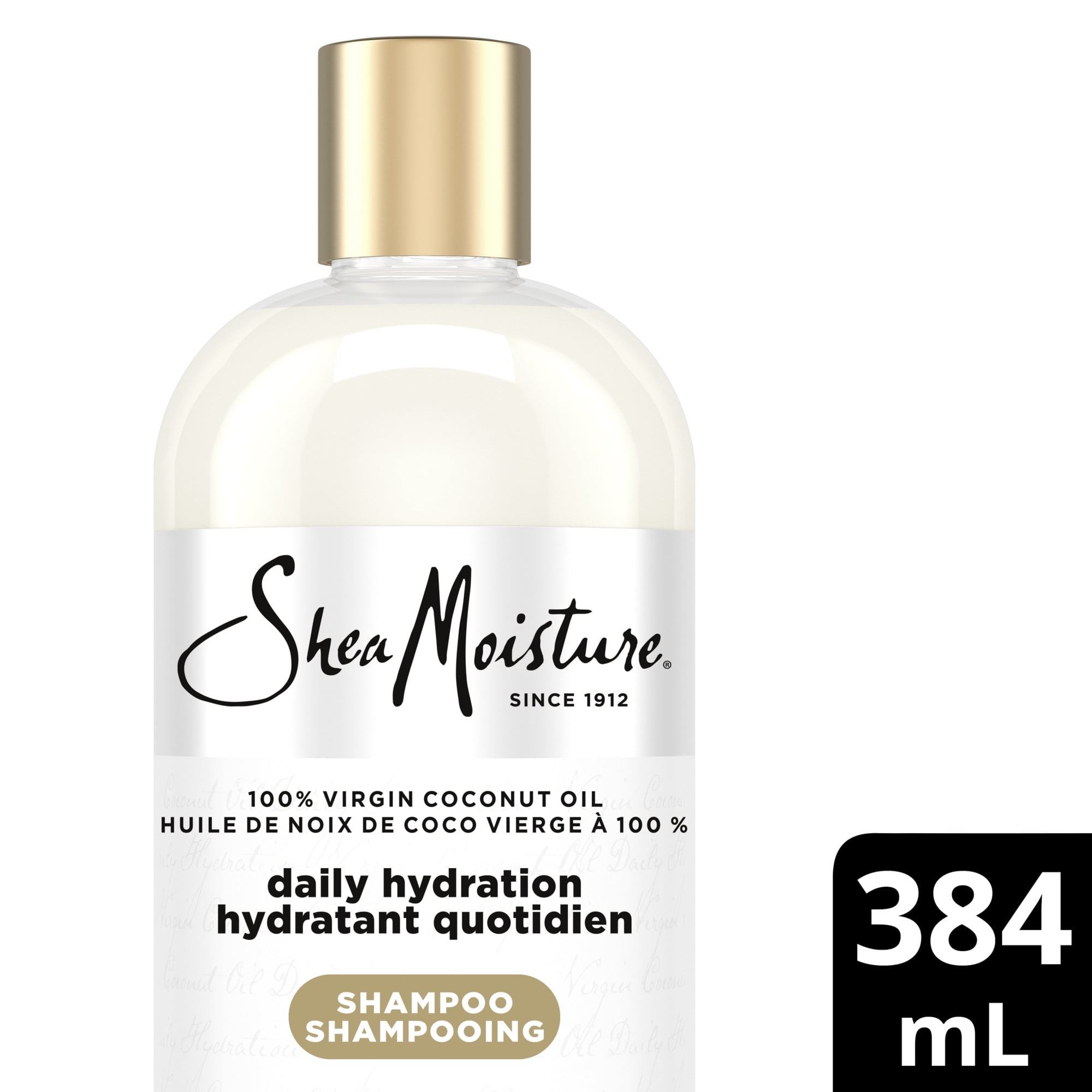 SheaMoisture 100% Virgin Coconut Oil Daily Hydration Shampoo Gently Cleanses and Rehydrates Hair, with Fair Trade Shea Butter For More Moisture 384mL, 384 ml
