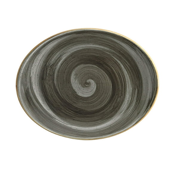 Space 12.25" x 9.5" x h:1" Oval Grey Porcelain Platter