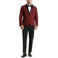 thumbnail image 2 of INSPIRE CHIC Houndstooth Print Blazer for Men's Contrast Collared Sports Coat Red Black M, 2 of 4