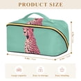 thumbnail image 4 of FORMRS Makeup Bag Travel Cosmetic Organizer for Women Fold Flat Zipper Pouch with Handle, Big Pink Cheetah, 4 of 8