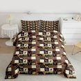 thumbnail image 2 of Homewish Safari Deer Bear Queen Comforter Set,Woodland Animal Bedding Sets,Patchwork Geometric Checkered Bedding Comforter Set For Men Women,Microfiber Bedroom Decor Reversible,3 Pieces, 2 of 8