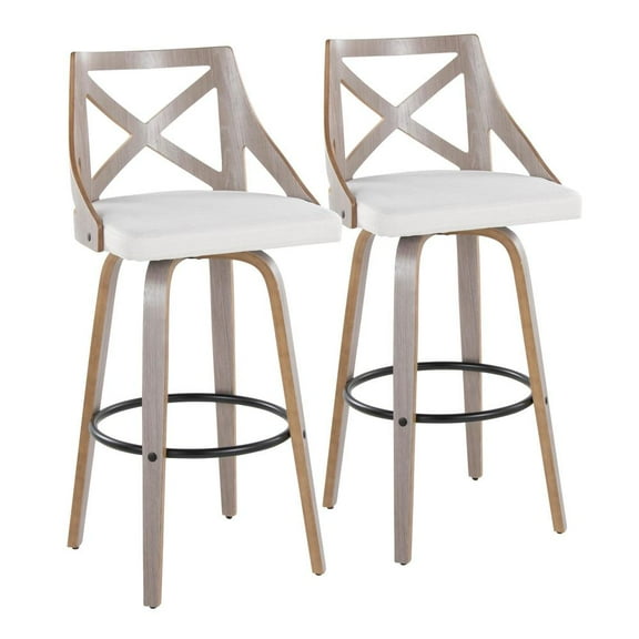 LumiSource Grey Charlotte 30" Fixed-Height Barstool - Set of 2
