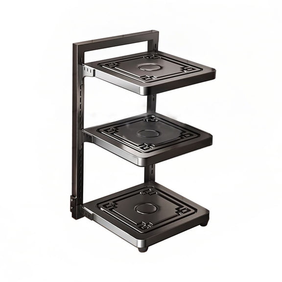 BingTong Pot and Pan Organizer Rack For Under Cabinet, Heavy Duty Pot Pan Rack Under Sink Organizers Storage, Pot lid organizer, Kitchen Cabinet Organizer With 3 Adjustable Tiers Black Free Size