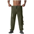 thumbnail image 4 of asjyhkr Men Cargo Pants with Multi Pockets Drawstring Elastic Waist Outdoor Hiking Work Pants, 4 of 7