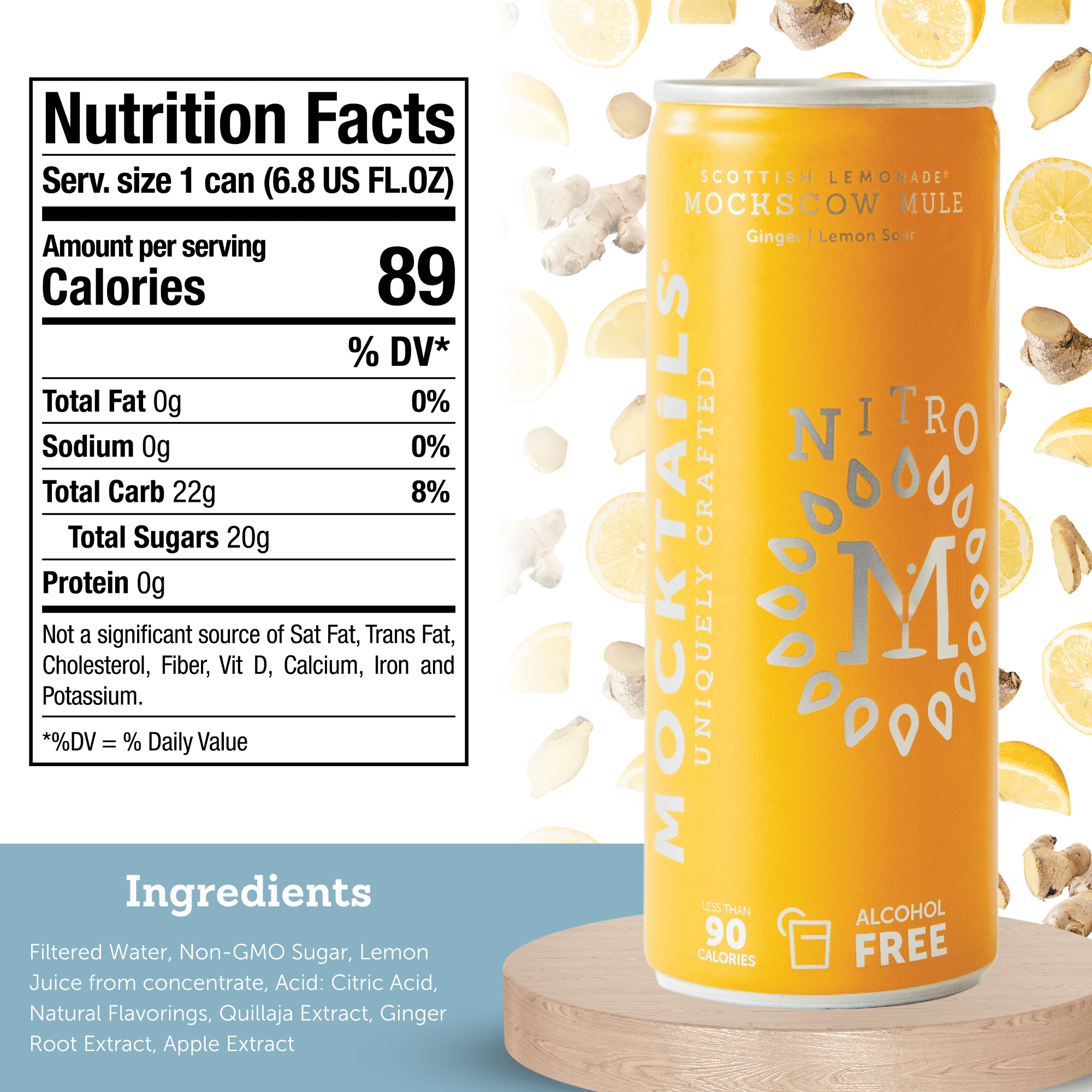 Mocktail Uniquley Crafted Non Alcoholic Scottish Lemonade Mockscow, 6.8 oz, 12 Pack
