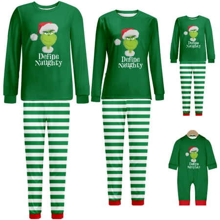 

Grinch Green Monster Cool Print Pajama Sets Comfortable Casual Men/Women/Kid For Family(Father S)