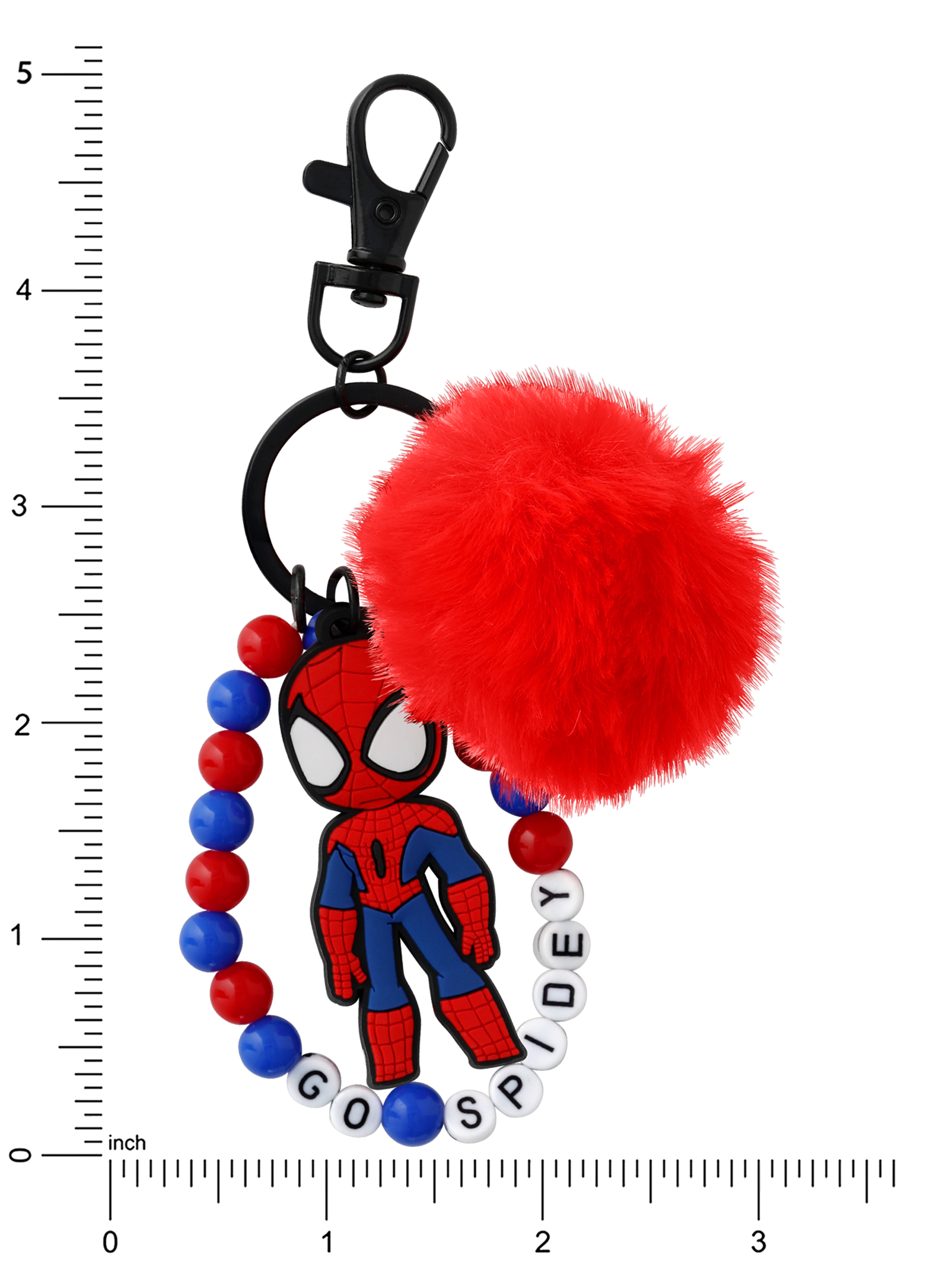 Marvel Unisex Spiderman Red Pom Pom Wrist Keychain Charm