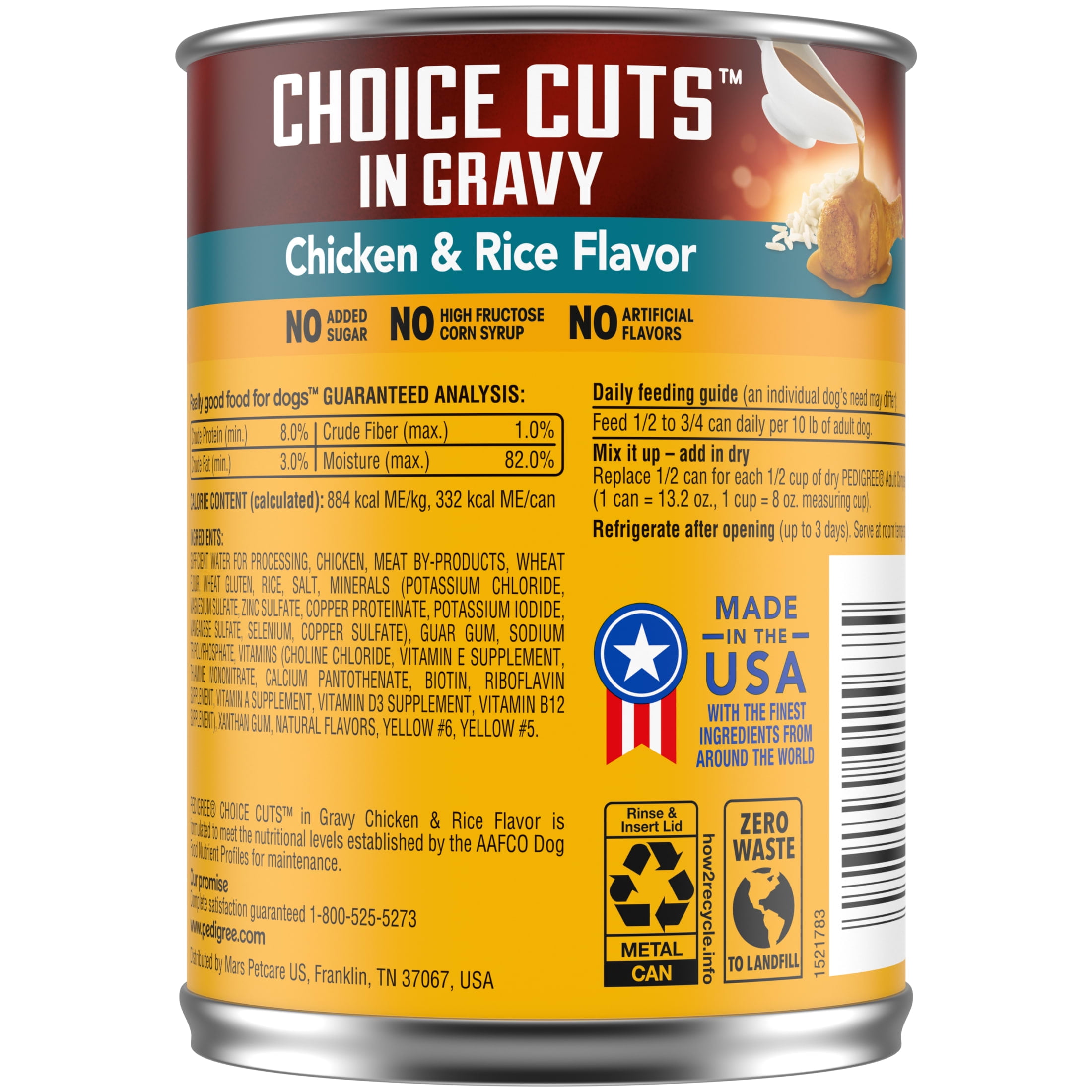 Pedigree Choice Chicken & Rice Cuts In Gravy For Adult Dogs Wet Dog Food , 13.2 Oz Cans (12 Pack)