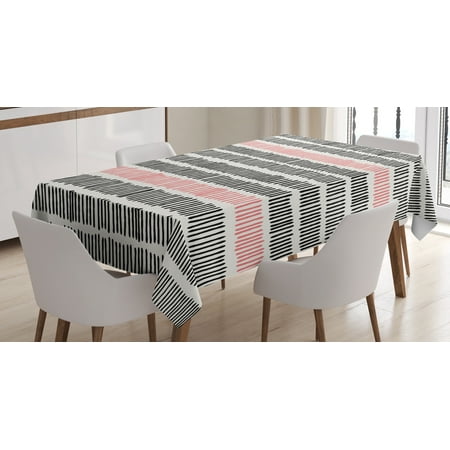 

Ambesonne Abstract Art Tablecloth Rectangular Table Cover Geometric Lines 60 x90 Black Pink