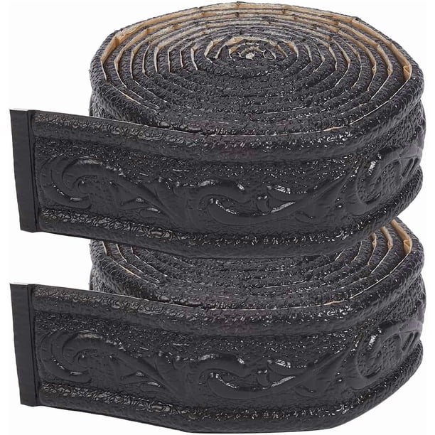 Moldura de espuma 3D autoadhesiva de 180" x 2", color negro, flexible, para bordes de pared, zócalos y zócalos.