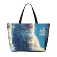 thumbnail image 2 of Kdxio Clear Sky Blue Cat for Beach Bag for Women Large Beach Tote Bag Waterproof Sandproof Swim Bag with Zipper Pockets Beach Vacation Travel, 2 of 7