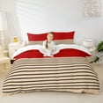 thumbnail image 1 of Erosebridal Housse de Couette à Rayures Géométriques Double, Ensembles de Literie Géométrie Abstraite Taille Double, Housse de Couette Design Moderne Rouge Double, Ultra Douce Décorative Réversible pour Chambre, 3 Pcs (Sans Couette), 1 of 5