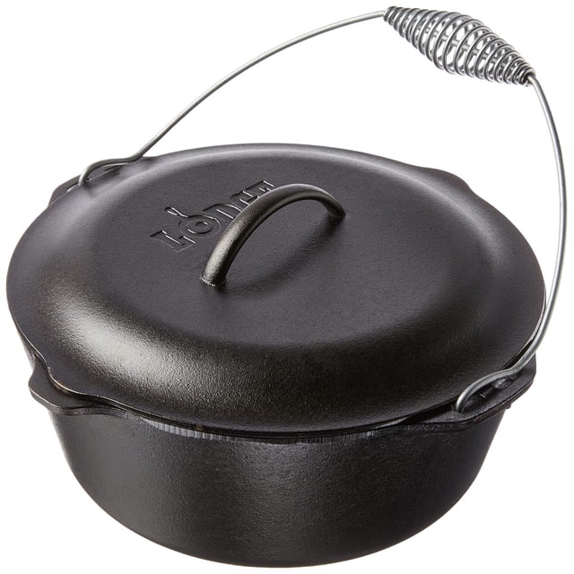 Lodge 7 Quart Cast Iron Dutch Oven - cacerolas (Negro, Plata, Negro / Plateado, Hierro fundido, Hier