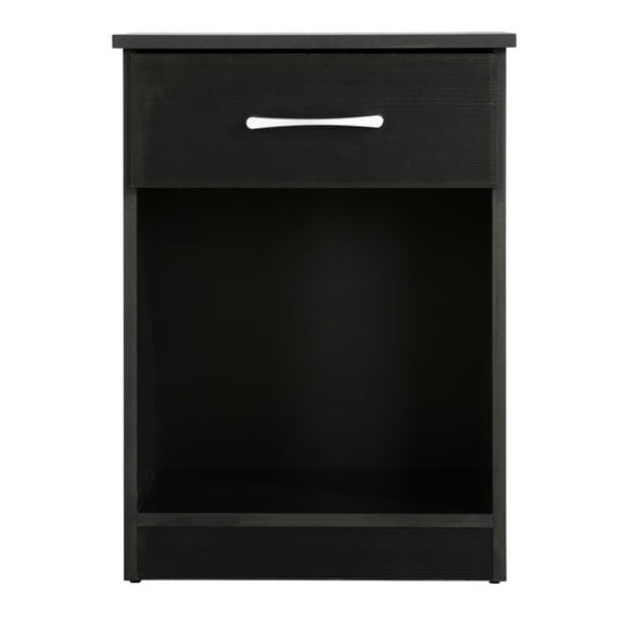 Lindsey 1-Drawer Black Nightstand (24"H x 16"W x 18"D)