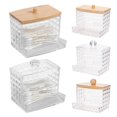 thumbnail image 2 of Hyasfey Cotton Swab Storage Box Cotton Ball Holder Transparent Dustproof Large Capacity Toothpicks Dental Floss Dispenser Storage Case, 2 of 8