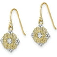 thumbnail image 2 of 14K Yellow Gold w/Rhodium Diamond Cut Center Mini Filigree Medallion Earrings - 19.5mm, 2 of 6