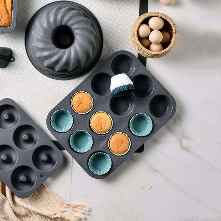 12pcs, Reusable Silicone Cupcake Pans - Perfect for Baking Muffins, Cakes,  and More!