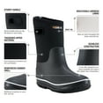 thumbnail image 2 of HISEA Kids Rain Boots, Waterproof Insulated Rubber Neoprene Boots, Black, Size 4, 2 of 7