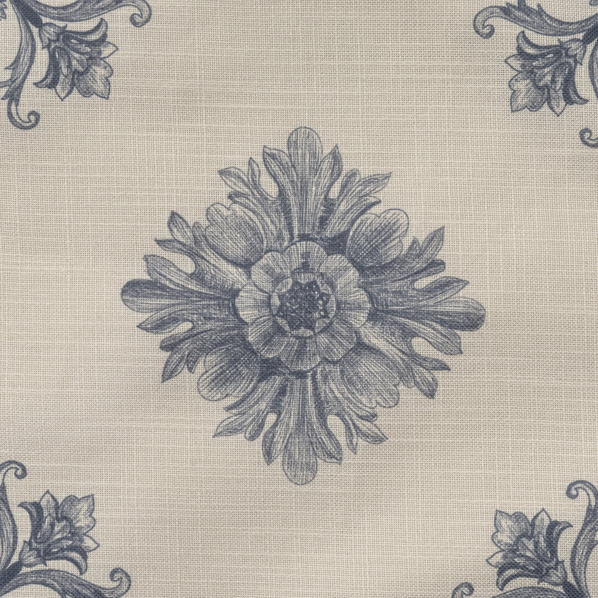 Harlow Hill Alton Blue/Ivory Floral 20" x 20" Recycled P.E.T. Adult Decorative Feather Filled Pillow