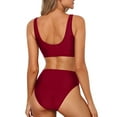 thumbnail image 3 of MKLEKYY Trajes De Baño Mujer 2 Piezas Women Two Piece Neck Bikini Crop Top High Cut Swimsuit Sporty High Waisted Bathing Suit With Bottoms, 3 of 5