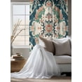 thumbnail image 4 of Sheer Curtains 72 Inches Long, Teal Green Boho Floral Semi Sheer Curtains Light Filtering Window Treatment, Southwestern Ethnic Flowers Retro Privacy Voile Drapes for Living Room Bedroom 52x72 Inch, 4 of 7