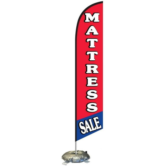 Mattress Sale Feather Flag Kit with Cross-Base and Weight-Donut, Outdoor Advertising Banner Swooper Flag