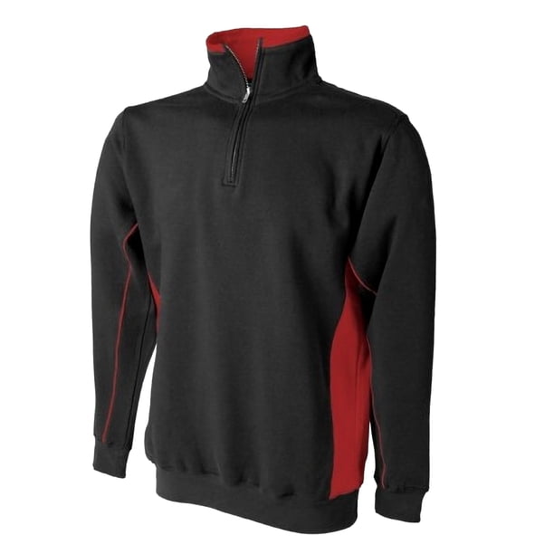 Finden & Hales - Sudadera con cuello alto y 1/4 cremallera Hombre Caballero (Negro/Rojo)