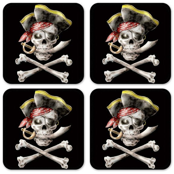 Vinyl Drink Coasters - Set of 4 - Pirate
