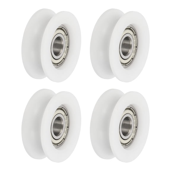 Uxcell U Groove Ball Bearing Roller, 6 x 24 x 9mm Nylon Pulley Guide Wheel Stainless Steel Track Wheel Heavy Duty Replacement for Slide Door Window Mechanical Equipment, White Pack of 4