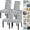 Grey+white Texture, variant on Printed Dining Room Chair Covers Set of 4, Stretch Kitchen Chair Covers Washable Parsons Chair Slipcover Removable Dining Chair Protectors for Hotel,Ceremony,Banquet(Blooming Flower)