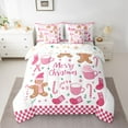 thumbnail image 2 of Feelyou Cute Gingerbread Man Bedding Comforter Set 7pcs, Cartoon Christmas Queen Bedding Sets, Teens Kids Women Girls Reversible Queen Sheet Sets, Breathable Home Decor, 2 of 7