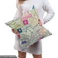 thumbnail image 4 of Ambesonne Airplane Fabric by the Yard Upholstery, Passport Stamps Cities, 5 Yards, Eggshell and Pink, 4 of 4