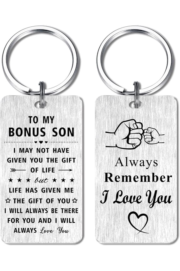 Bonus Son Gifts I Love You Step Son Birthday Keychain, Stepson Graduation Key Chain, Stepson Ideas Present from Stepmom Stepdad