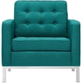 thumbnail image 2 of Modern Contemporary Urban Design Living Room Lounge Club Lobby Armchair Accent Chair, Fabric, Aqua Blue, 2 of 5