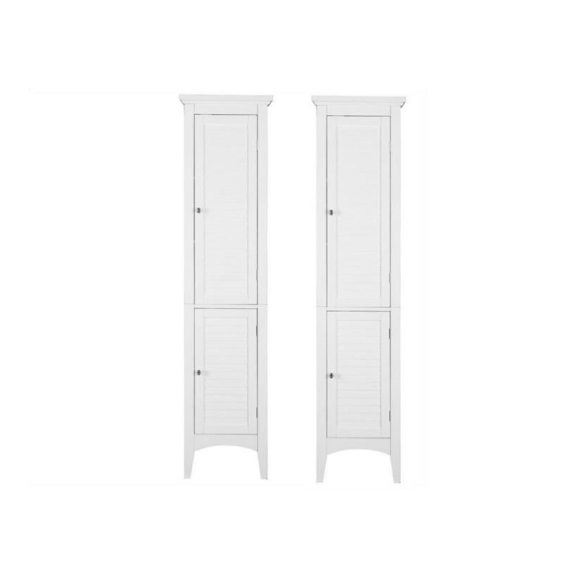 Home Square 2 Door Linen Tower Set in White (Set of 2