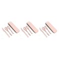 thumbnail image 4 of jesticaly Tableware Set Portable Washable Solid Color Children Flatware Kit Home Preschool Camping Holiday Cutlery Pink 3Set, 4 of 6